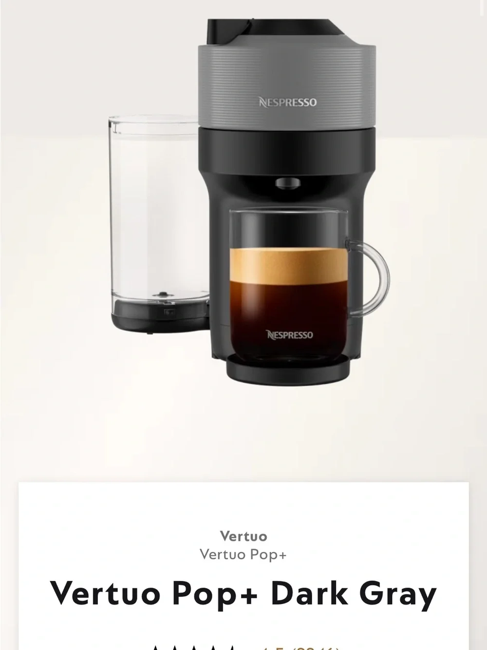 Nespresso Vertuo Pop+ Dark Gray and Black Coffee Maker